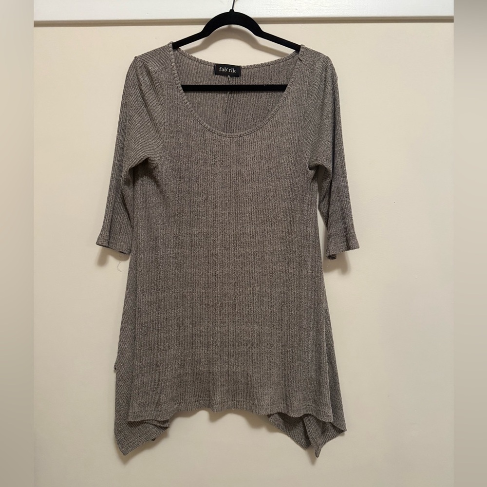 Grey Cropped Sleeve Tunic - M